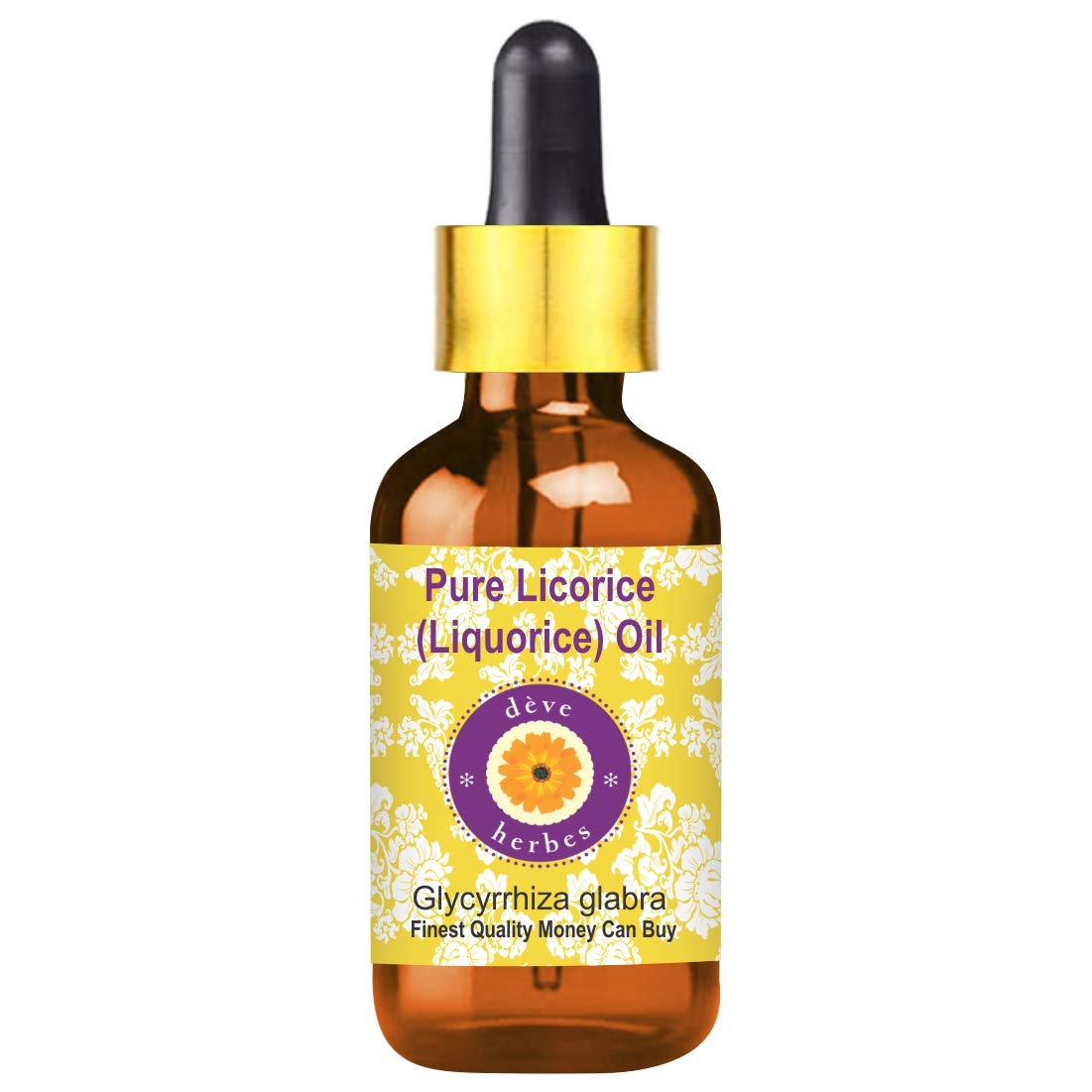 Deve Herbes Pure Liquorice (Licorice) Oil (Glycyrrhiza glabra) with Glass Dropper Natural Therapeutic Grade 50ml