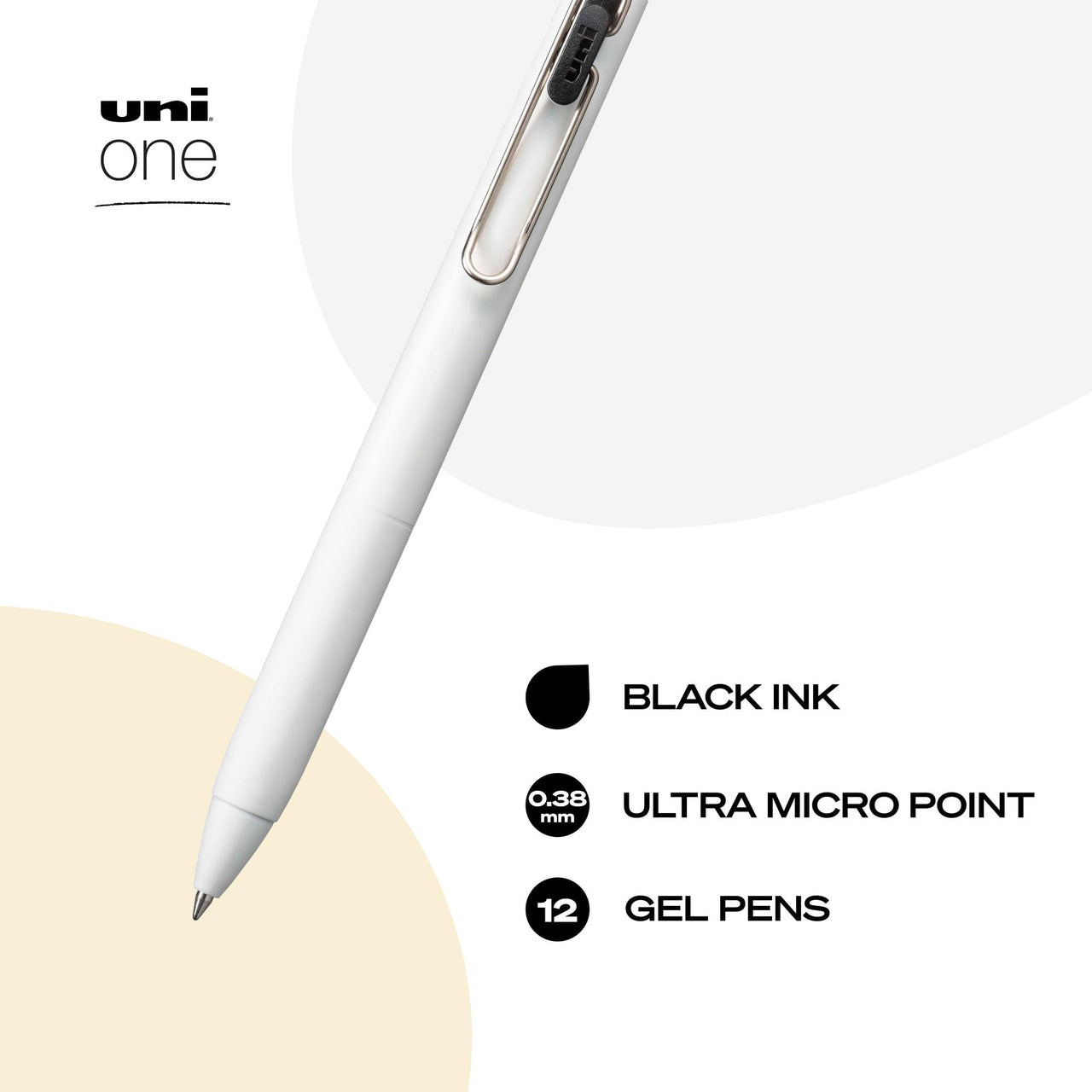 Uniball Gel Pen 12 Pack, 0.38mm Ultra Micro Black Ink, Smooth Writing Office Supplies White