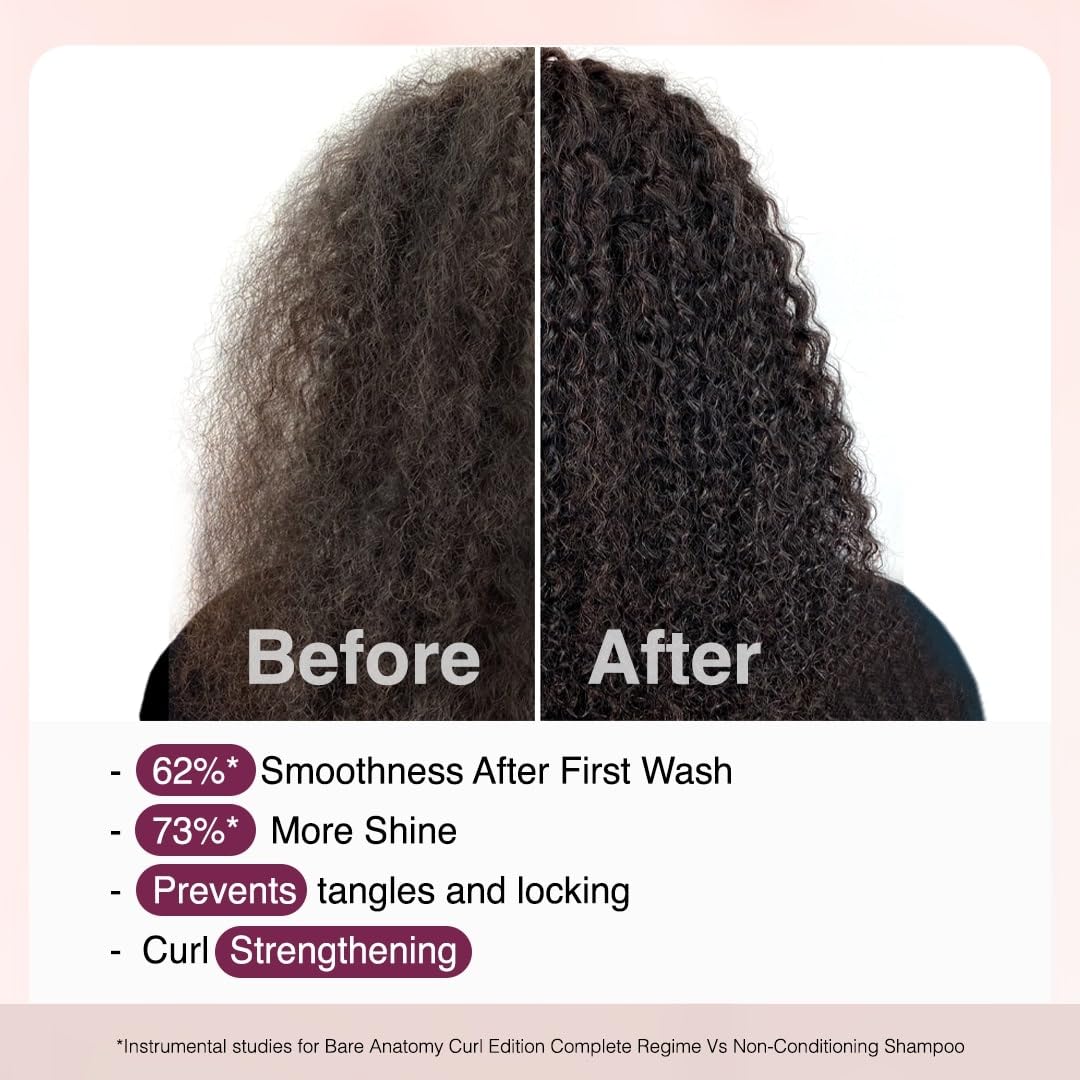 Bare Anatomy Curl Defining Shampoo + Curl Enhancing Hair Mask | Smoothens & Conditions Hair | Curl Retention & 2X Frizz Protection For 48 Hours | Sulphate & Paraben Free | Women & Men | 250 ml + 250gm