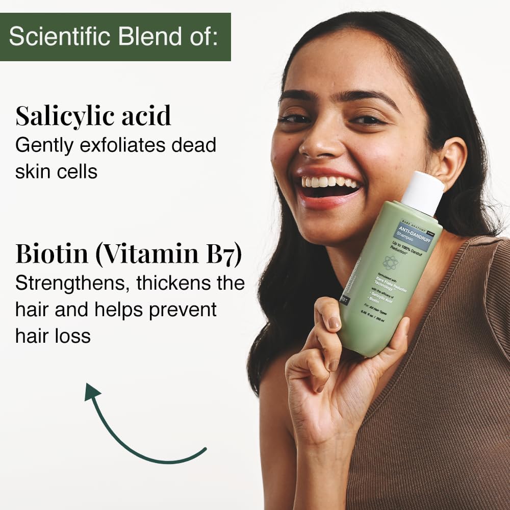 Bare Anatomy Anti Dandruff Shampoo & Conditioner Mask | Reduces Upto 100% Dandruff & Strengthens Hair | With Salicylic Acid & Biotin | Paraben & Sulphate Free | Women & Men | 250ml + 250g