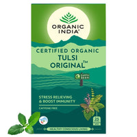 A TATA Product - Organic India Tulsi Original - 25 Tea Bags, Caffeine-Free Herbal Tea with Tulsi, Natural Detoxifier, Rich in Antioxidants, Convenient Staple-Free Bag