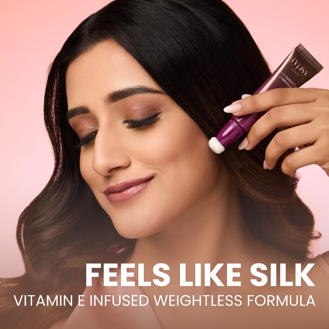 Typsy Beauty | Silk Cushion Liquid Bronzer Contour Wand -Chocolate Drizzle | Hyaluronic Acid & Vit E | Cushion Tip Applicator | Formulated in Italy | 15ml