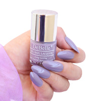 DeBelle Gel Nail Polish Viola Dew (Dark Lilac Nail Paint)|Non UV - Gel Finish |Chip Resistant | Seaweed Enriched Formula| Long Lasting|Cruelty and Toxic Free| 8ml