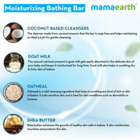 Mamaearth Moisturizing Baby Bathing Soap Bar, pH 5.5, with Goat Milk & Oatmeal. Pack of 2, 75gms each