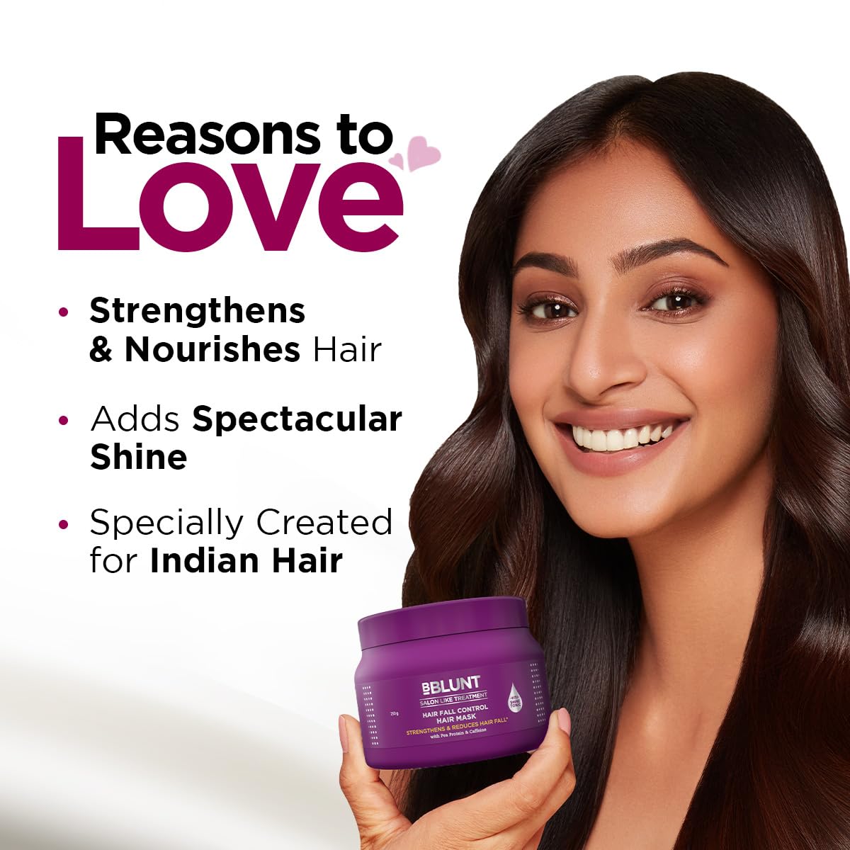 BBLUNT Hair Fall Control Hair Mask with Pea Protein & Caffeine for Stronger Hair-250 g | Reduces Hair Fall | Strengthens Hair | Enriched with Shine Tonic