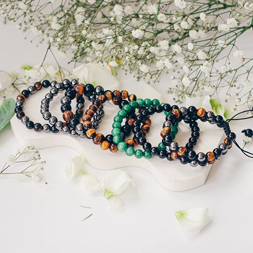 Crystal Vibe 8mm Tiger Eye Bracelet - Elastic Adjustable Crystal Bracelet for Spiritual Healing, Positive Energy – Beaded Bracelet for men women