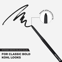 BELLAVITA Intense Drama Kajal, Black, Intense Pigment, Smudge-Proof, Long Lasting, Enriched with Vitamin E & Almond Oil, Glossy, 0.3 g