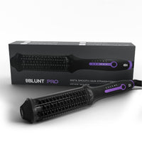 Bblunt Pro Insta Smooth Hair Straightening Brush With 4 Temperature Settings And Ionic Technology For 2X Better Frizz Control | (Ceramic Coated Bristles) Black & Purple,50 Watts