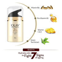 Olay Total Effects Anti Ageing Skin Cream (Moisturizer)| Fights 7 Signs of Ageing | With Niacinamide and Green Tea Extracts | Normal, Oily, Dry, Combination Skin | 50g (normal spf 15)