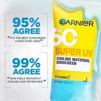 Garnier Super UV Cooling Watergel Sunscreen SPF50 PA++++ | Instant Cooling & 8-hr freshness | lightweight gel, no white cast, suitable for oily, dry, sensitive & combination skin, for men & women,60ml