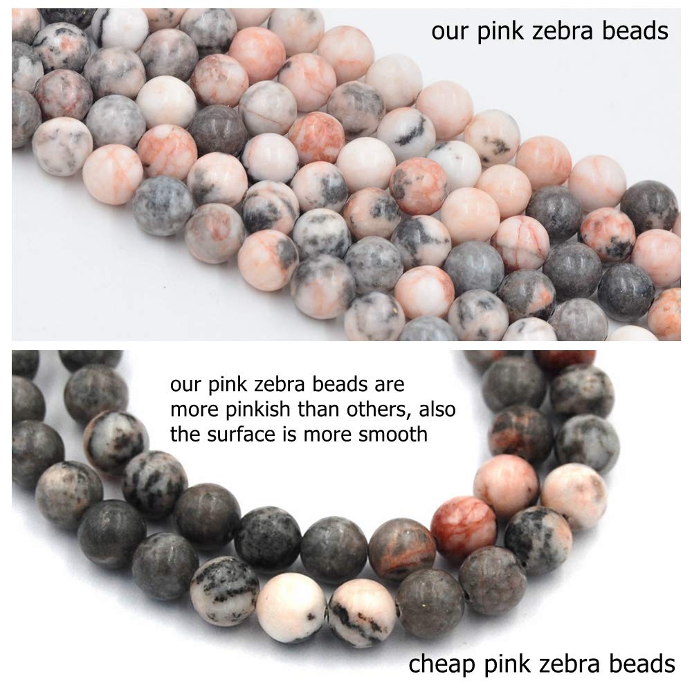 Asingeloo Pink Zebra Jasper Natural Gemstone Round Loose Beads 6mm Crystal Energy Stone Healing Power for DIY Jewelry Making