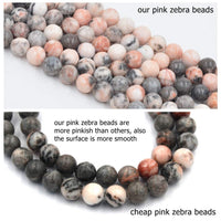 Asingeloo Pink Zebra Jasper Natural Gemstone Round Loose Beads 6mm Crystal Energy Stone Healing Power for DIY Jewelry Making