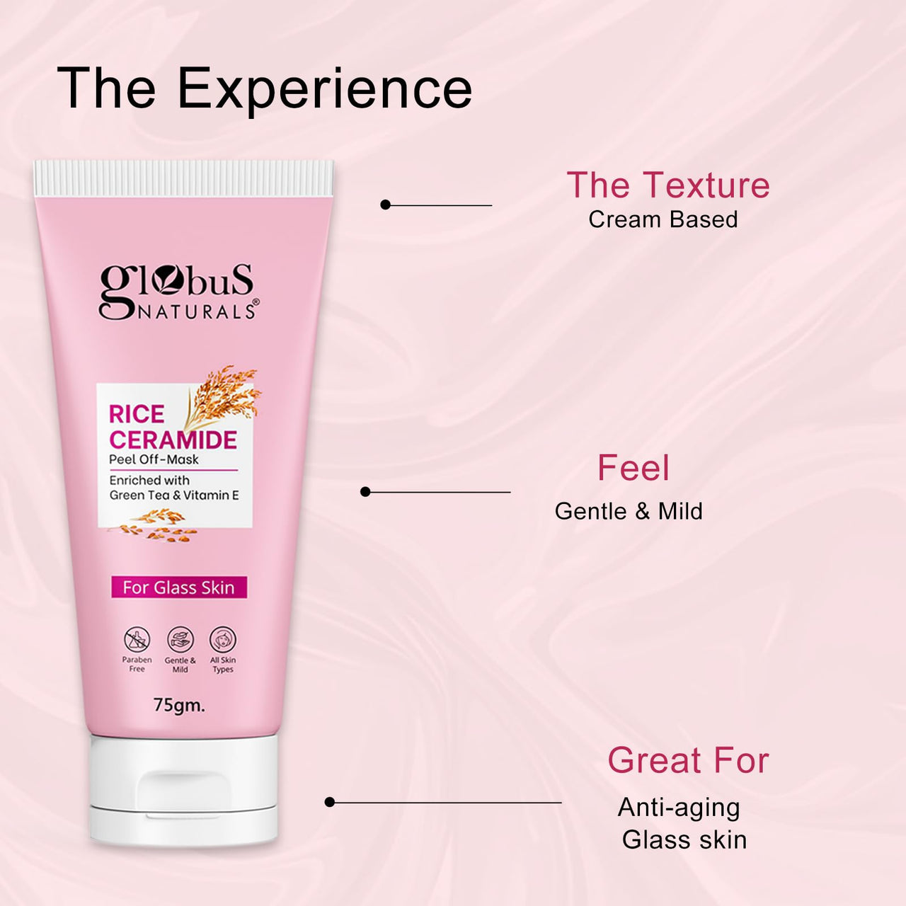 Globus Naturals Revival Rice Ceramide Skincare Gift Box, For Korean Glass Skin, Set of 6 Face Wash 75gm, Cream 50gm, Scrub 50gm, Peel off Mask 75gm, Serum 30ml, Toner 100ml (380gm, RiceGB2PG)