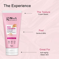 Globus Naturals Revival Rice Ceramide Skincare Gift Box, For Korean Glass Skin, Set of 6 Face Wash 75gm, Cream 50gm, Scrub 50gm, Peel off Mask 75gm, Serum 30ml, Toner 100ml (380gm, RiceGB2PG)