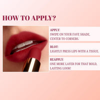 Lakyou Beauty Color Secrets | Non-Transfer Matte Lipstick | Bold Red | Long Lasting Wear | 4g | (B24(Wine))