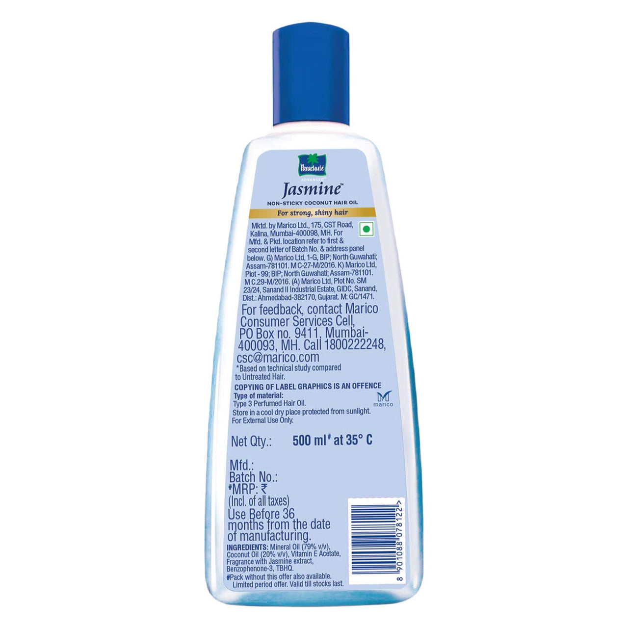 Parachute Advansed Jasmine Coconut Hair Oil, 500 ml