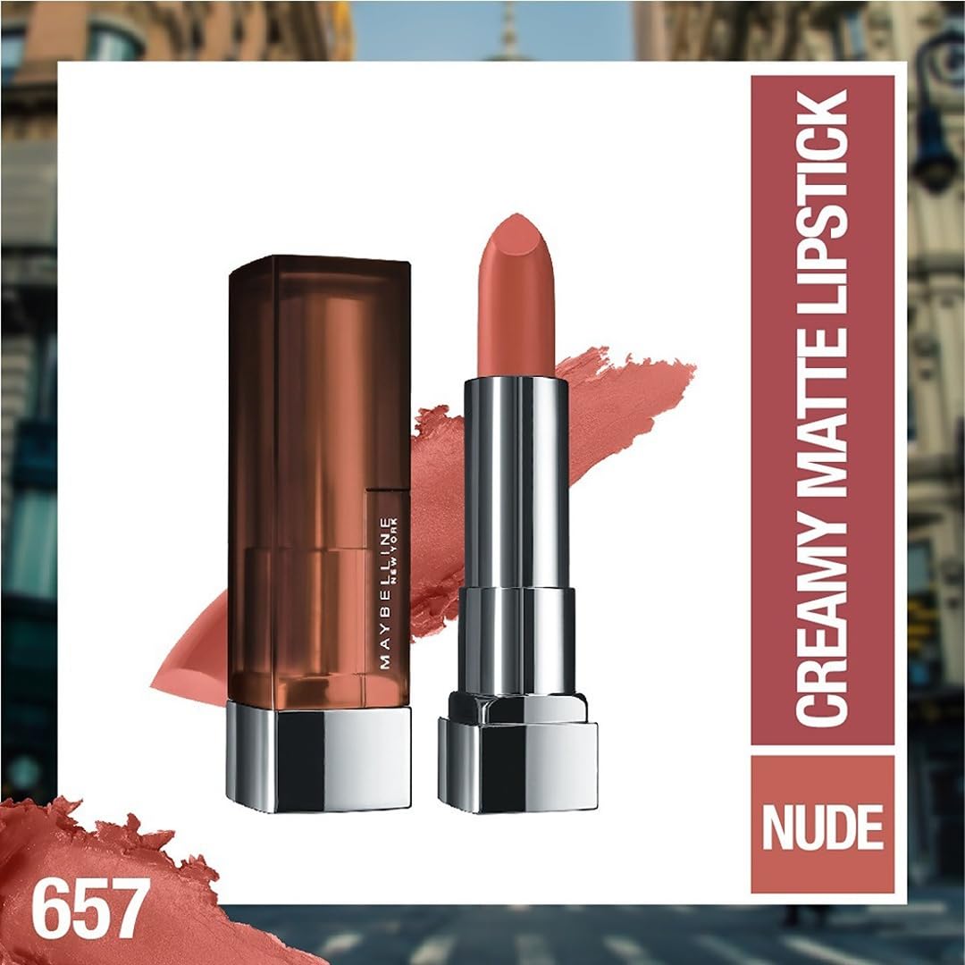 Maybelline New York Matte Lipstick, Intense Colour, 674 Madison Red, 3.9g & Maybelline New York Matte Lipstick, Intense Colour, Keeps Lips Moisturised, 657 Nude Nuance, Lipstick, 3.9g