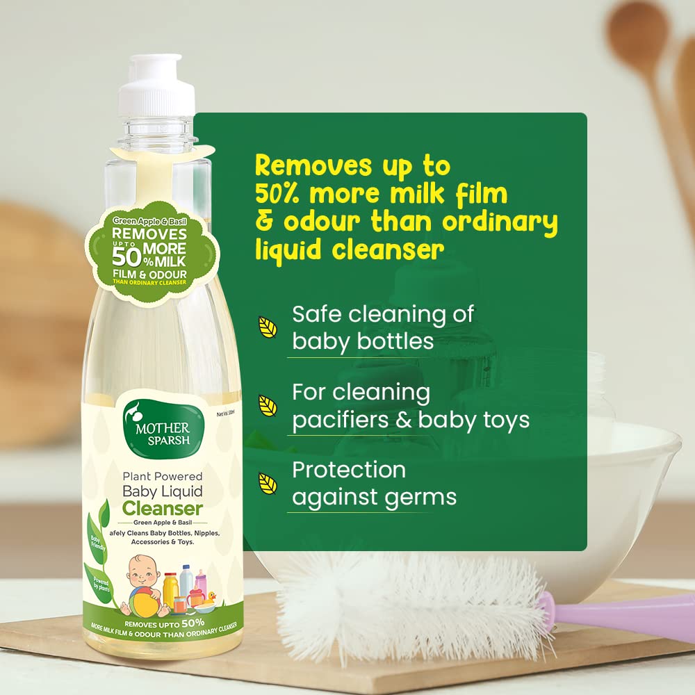 Mother Sparsh Natural Baby Liquid Cleanser (Powered by Plants) Cleanser, Refill Pack (500ml) &Tummy Roll On For Baby, Colic Relief, Constipation and Indigestion With Hing & Saunf - 40ml