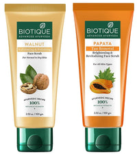 Biotique Bio Papaya Revitalizing Tan-Removal Scrub, 100g & Walnut Purifying & Polishing Scrub, 100g