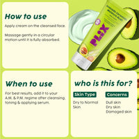 PLIX - THE PLANT FIX Plix-The Plant Fix Avocado Ceramide Moisture Rush Fatty Cream With Spf 20 | Deep Moisturization | Barrier Repair Cream | For Dry Skin, Normal Skin & Sensitive Skin | 50G