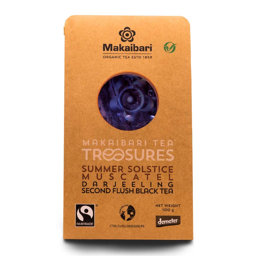 Makaibari Tea Treasures Summer Solstice Muscatel | Organic Darjeeling Second Flush Whole Leaf Black Tea | USDA Certified Premium Black Tea | 100 Grams|Loose Leaves