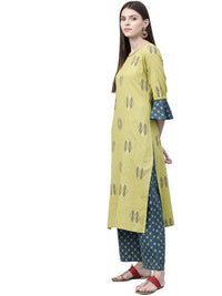 Vaamsi Cotton Printed Kurta & Palazzo Set (VKSET1006_Green)
