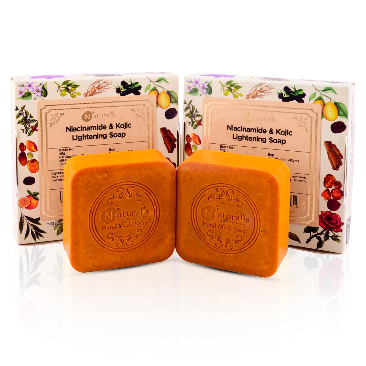 Naturalis Kojic Skin Brightening Soap with Niacinamide - Pack of 2 | Body Tan Fading Soap | Niacinamide | Skin Brightening and Even Skin Tone | Men & Women