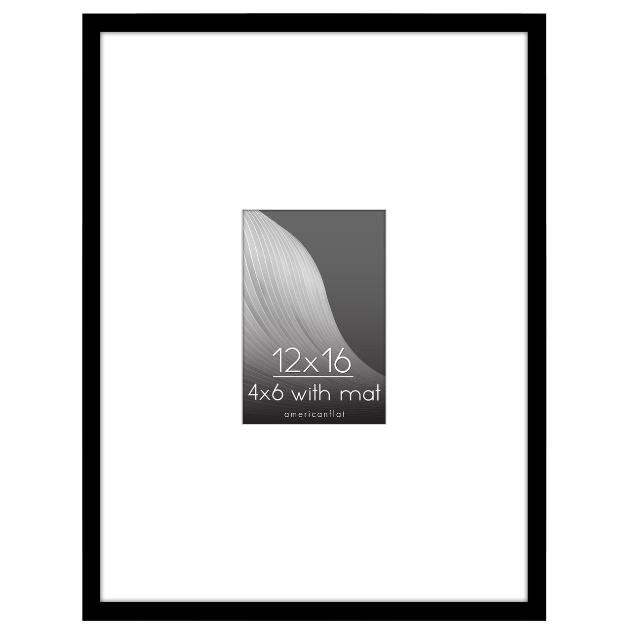Americanflat 12x16 Picture Frame in Black - Use as 4x6 Picture Frame with Mat or 12x16 Frame Without Mat - Thin Border Photo Frame with Plexiglass Cover - Vertical or Horizontal Wall Display 12x16 - (4x6 With Mat) 1 Pack