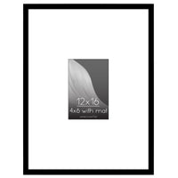 Americanflat 12x16 Picture Frame in Black - Use as 4x6 Picture Frame with Mat or 12x16 Frame Without Mat - Thin Border Photo Frame with Plexiglass Cover - Vertical or Horizontal Wall Display 12x16 - (4x6 With Mat) 1 Pack