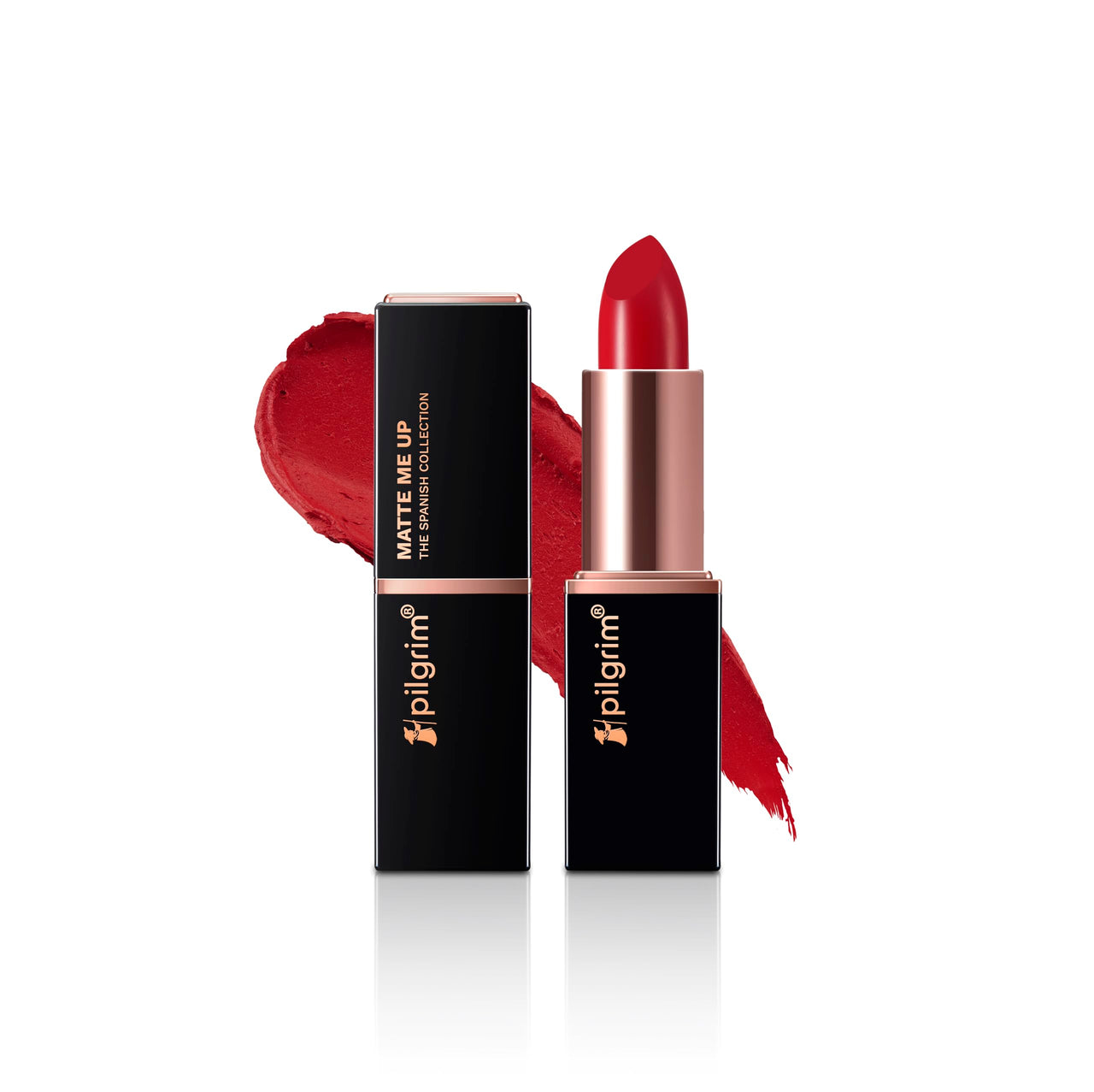 Pilgrim Matte Me Up Bullet Lipstick 4.2g | Creamy, Lightweight, Bold, Non Drying | SPF 30 | Enriched With Hyaluronic Acid & Spanish Squalane | Lipstick for dusky skin tone | Coral Untamed Red-22