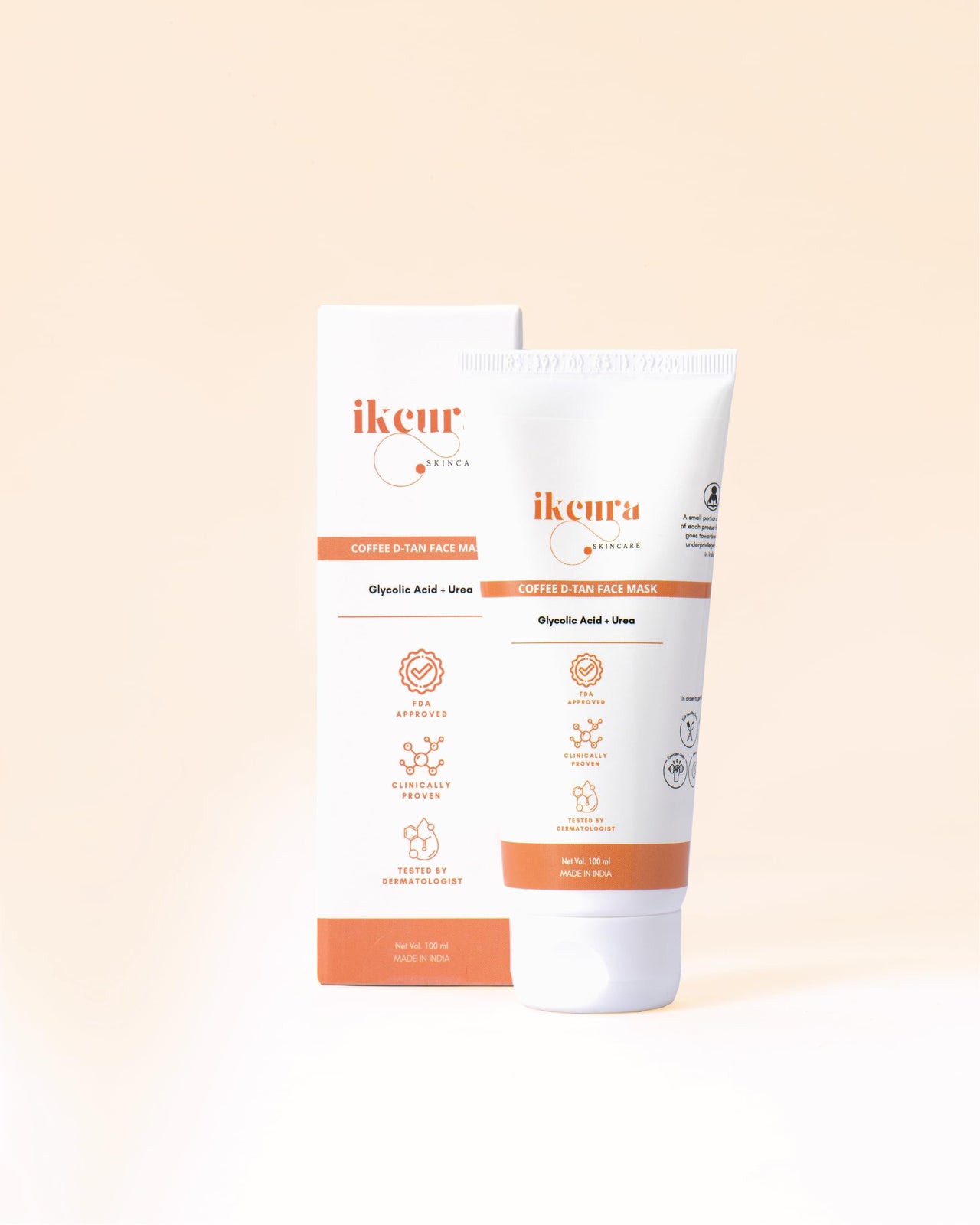 Ikcura Coffee D Tan Face Mask with Glycolic Acid, Urea | Deep Cleansing, Deeply Hydrates, Revitalize and Brightening your Skin Effect, Purifying and Detoxifying Skin, 100ml