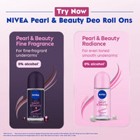 NIVEA Pearl and Beauty 50ml Deo Roll On | With Pearl Extracts & Avocado Oil| 72 H Smooth & Beautiful Underarms | 0% Alcohol | For Women