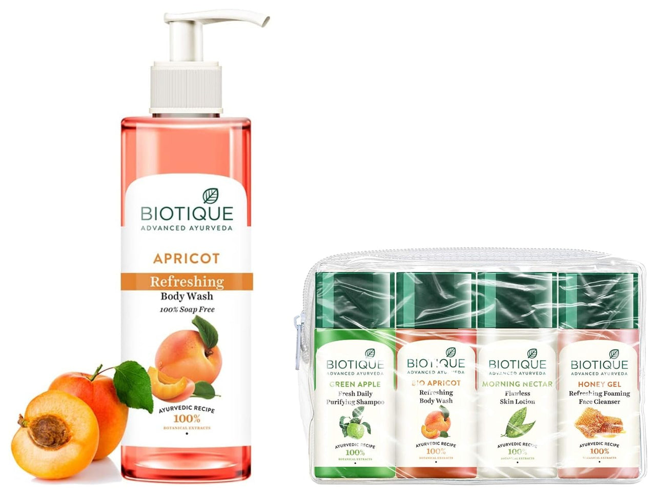 Biotique Travel Kit&Biotique Apricot Refreshing Body Wash, 200ml