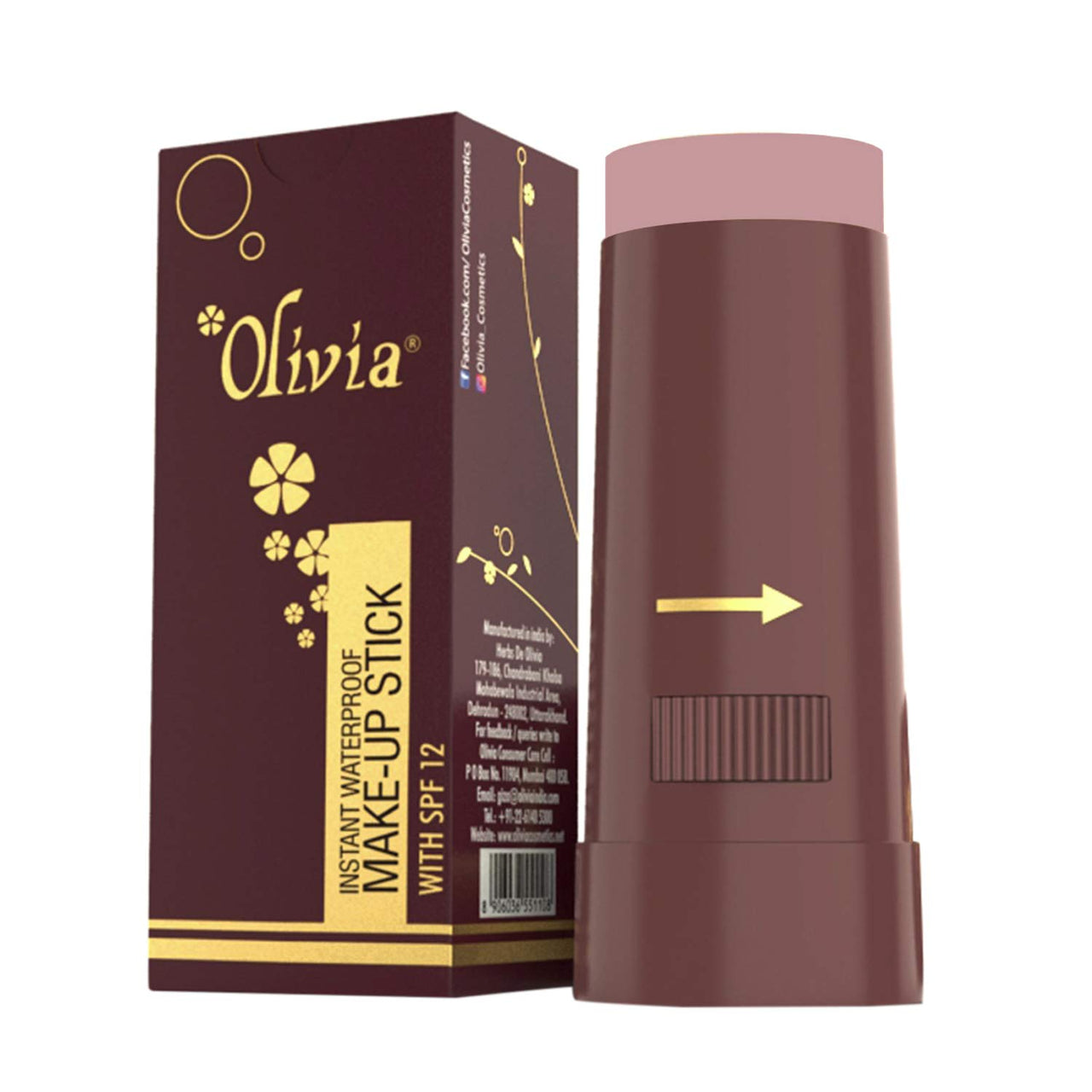Olivia Instant Waterproof Makeup Stick Concealer Natural Rose 15g Shade No.4 (SPF 12), Pack of 1