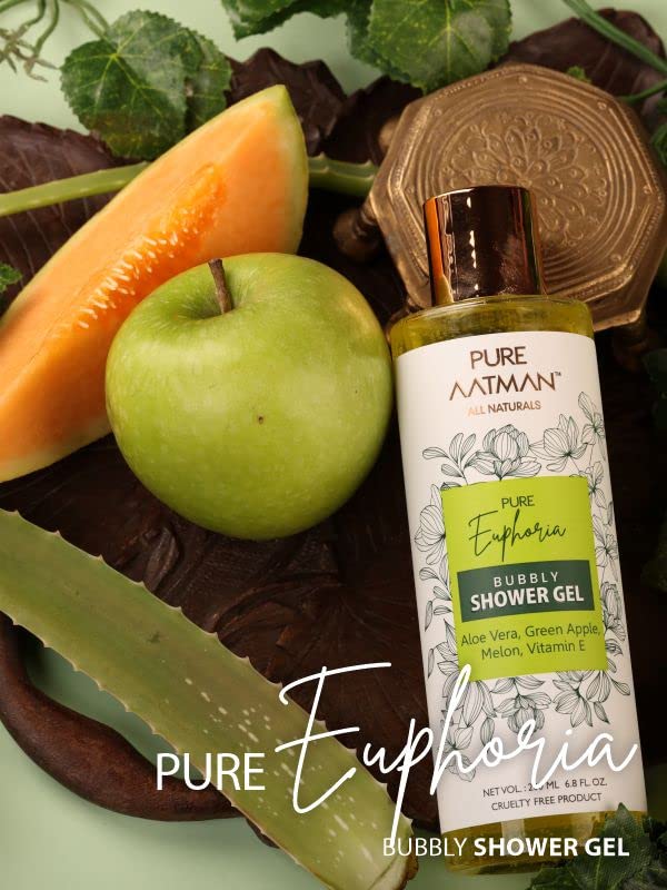 PURE AATMAN Shower Gel & body lotion for refreshing & Nourishment to body | Paraben & sulphate free aloe vera green apple gel Combo