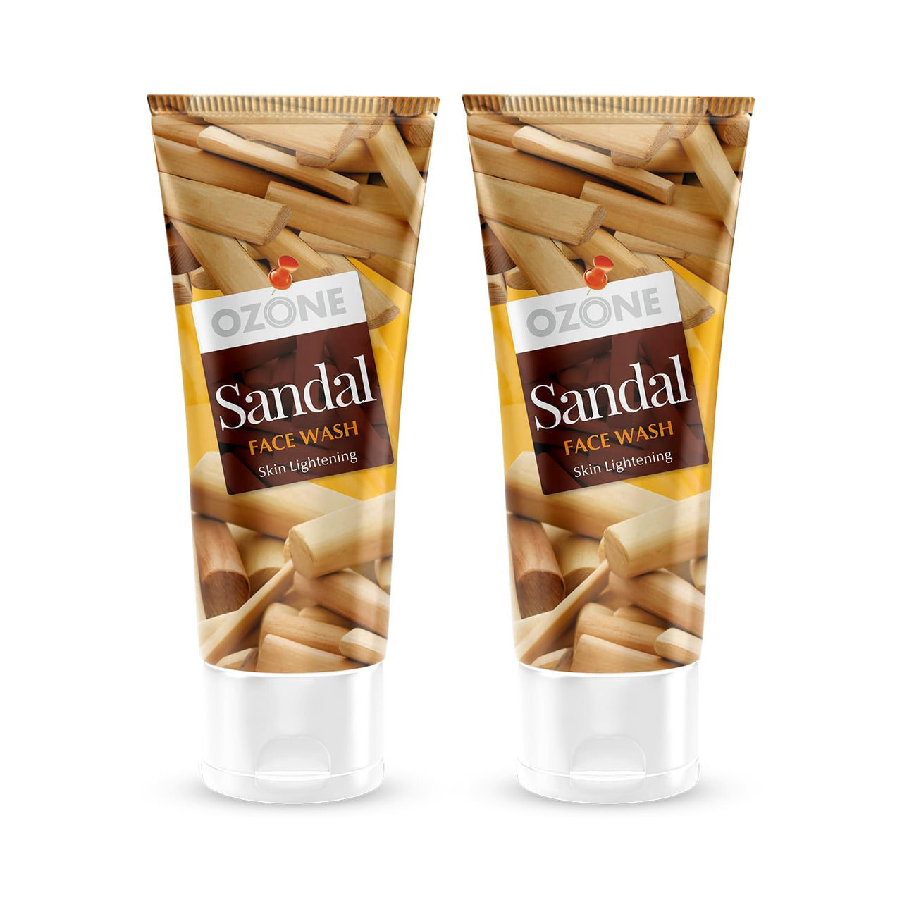 Ozone Sandal Face Wash | Enriched with Sandalwood | For All Skin Type Skin Lightening, Anti-Pollution, Cleansing, Soft, Smooth & Uneven Skin Tone | For Men & Women | 60ml (Pack of 2)
