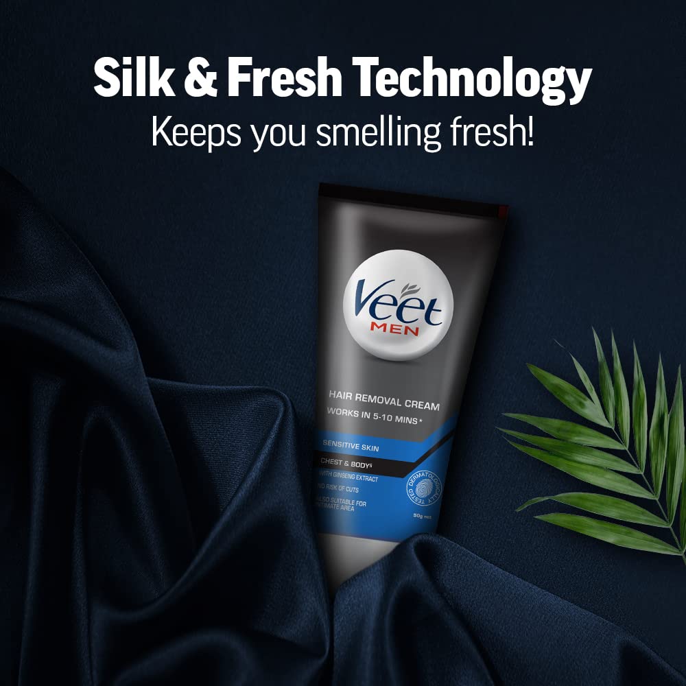 Veet Hair Removal Cream for Men, Sensitive Skin, 50g Each (Pack of 3)