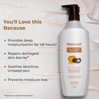 Naturali Intense Moisturisation Body Lotion With Murumuru Butter & Manuka Honey | 48 Hours Deep Moisturisation | Repairs Skin | Paraben & Mineral Oil Free | 400ml