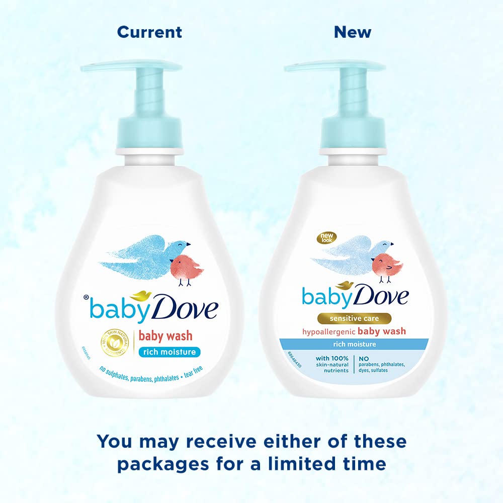 Baby Dove Rich Moisture Hair to Toe Baby Wash 200 ml, No Tears Body Wash for Baby's Soft Skin - Hypoallergenic, No Sulphates, No Parabens (Pack of 2)