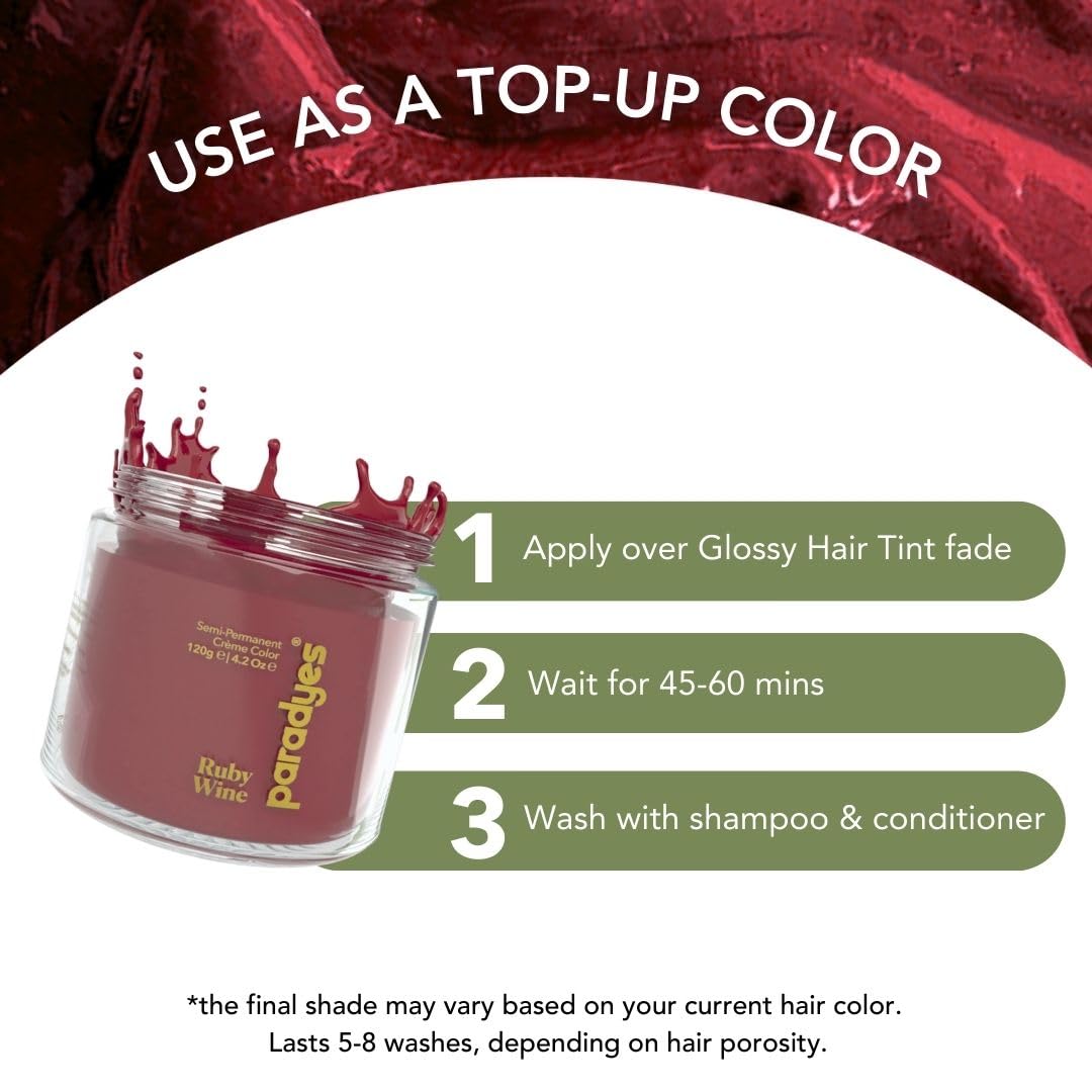 Paradyes Top-up Semi-permanent Ruby Wine DIY Conditioner Based Hair Colour, 120 gm