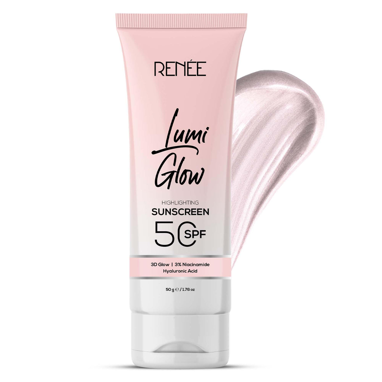 RENEE Lumi Glow Highlighting Sunscreen with SPF 50, Lightweight & Non-Sticky, No White Cast, Protect against UVA-UVB, Radiant Finish, Nourishes skin With Niacinamide and Hyaluronic acid
