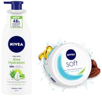 NIVEA Body Lotion, Aloe Hydration, with Aloe Vera for Instant Hydration in Summer, 400 ml & NIVEA Soft Light Moisturizer Cream, 300 ml