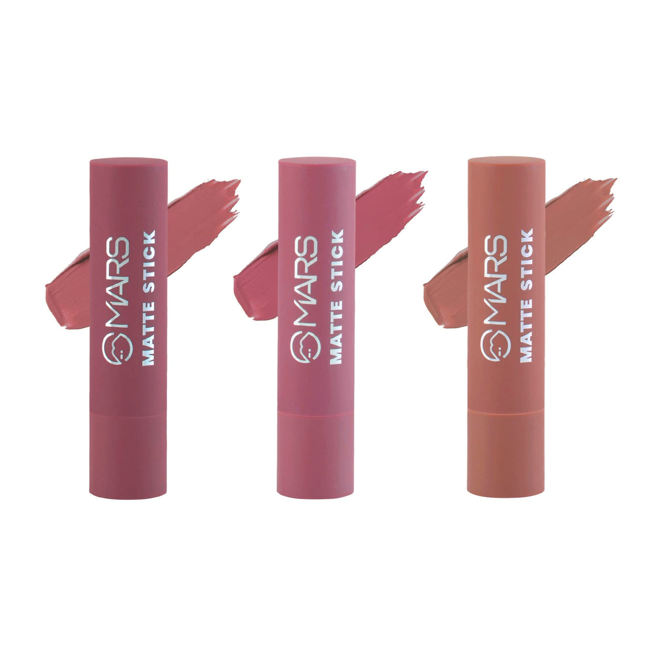 MARS Matte Box Set of 3 Lipsticks for Women | Long-Lasting | Smooth Finish | Moisturising | One Swipe Pigmentation | (3x3.2 gm) (02-Peaches & Nudes)