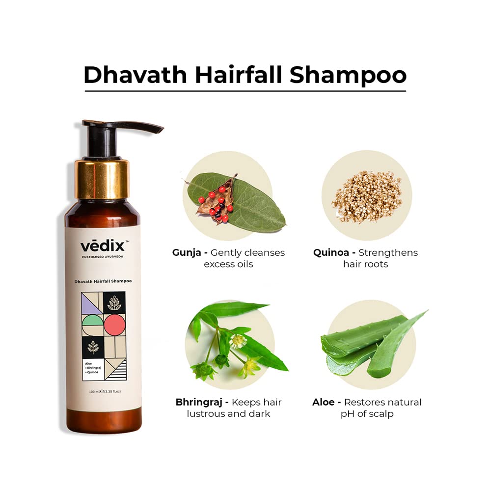 Vedix Customized Hair Fall Control For Normal/Oily Hair-Dry Scalp & Curly Hair-3 Product Kit-Anti Hair Fall Oil Fenugreek + Sesamum & Shampoo - Hair Growth Serum, Off White, 550 Grams