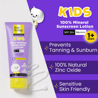 SunScoop Kids 100% Mineral Sunscreen Lotion SPF 30+ PA++++ | Paediatrician Recommended | Prevents Tanning & Sunburn | Sweat & Water Resistant | Safe for Sensitive Skin | for 1+ Years | 75 gm