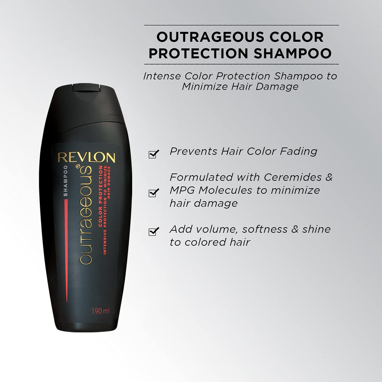 Revlon Color N Care Permanent Hair Color Cream, Light Golden Brown 6G, 40g + Revlon Revlon Outrageous Color Protection Hair Shampoo - 190 Ml, 190 ml