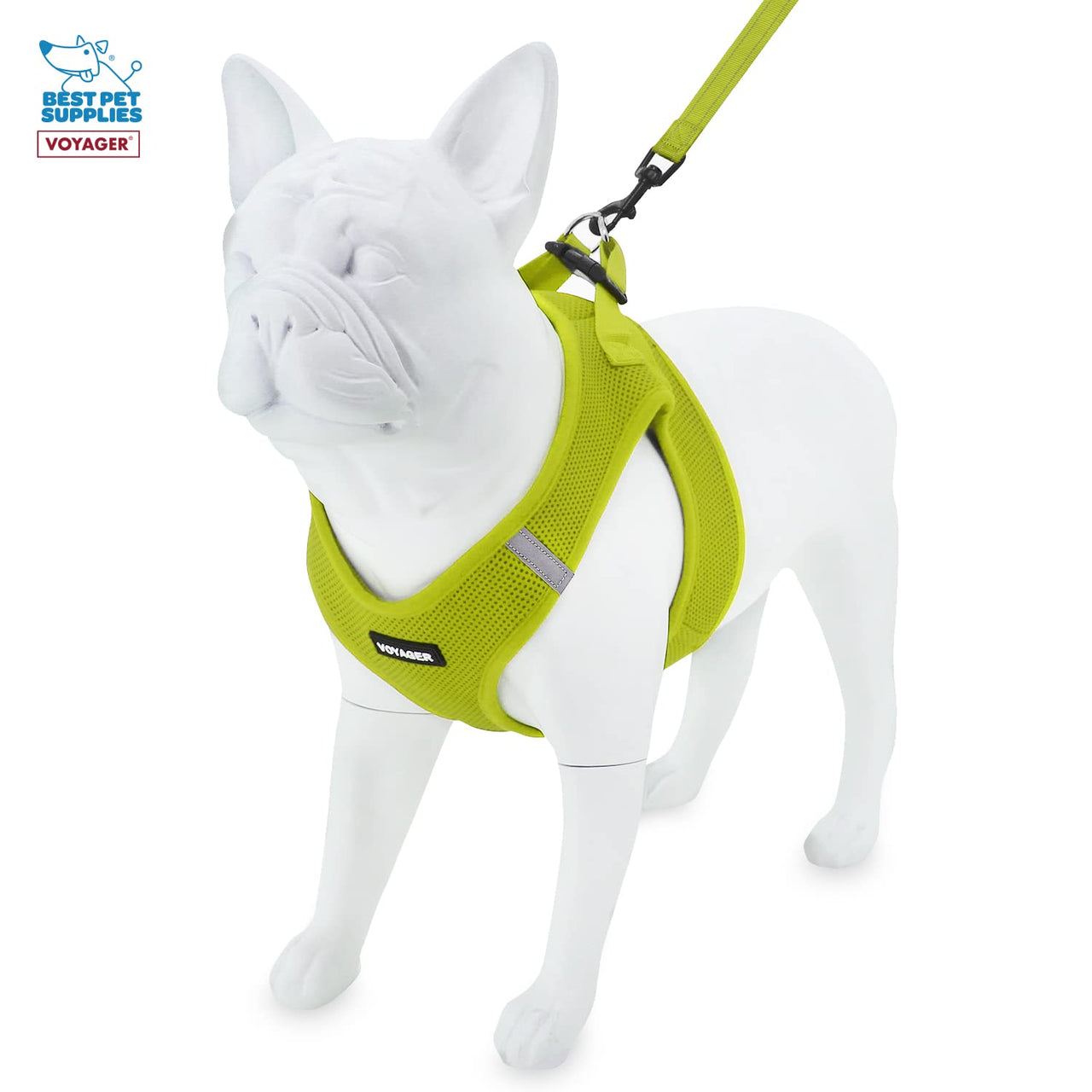Voyager Step-in Air All Weather Mesh Harness and Reflective Dog 5 ft Leash Combo with Neoprene Handle, for Small, Medium and Large Breed Puppies by Best Pet Supplies - Set (Lime Green), L Harness Leash Set (Lime Green) L (Chest: 18 - 20.5")