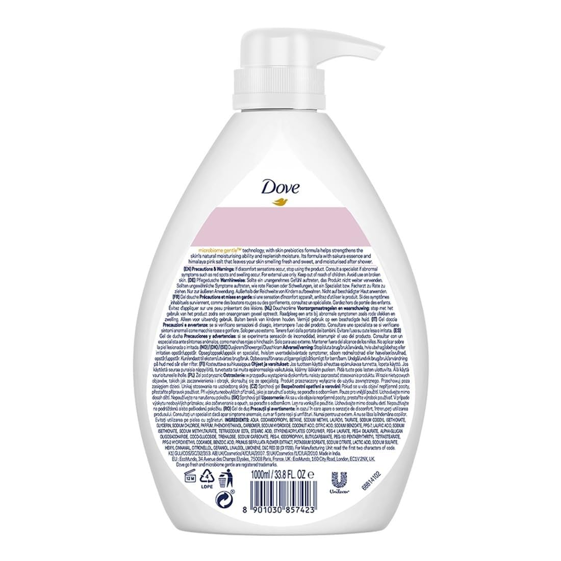 Dove Refreshing Sakura Blossom Body Wash with Himalaya Pink Salt for Replenished Skin, 1L