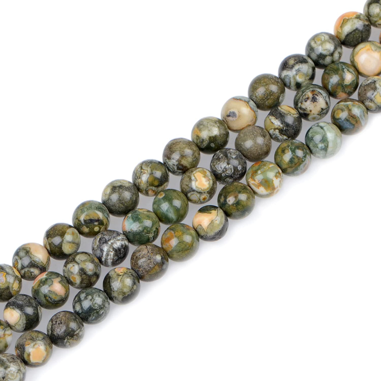 Bymitel 210pcs Natural Crystal Beads Stone Gemstone Round Energy Healing Loose Beads with Stretch Cord for Jewelry Making Bracelets Anklets (Rhyosite Jasper, 4mm 210pcs) Rhyosite Jasper