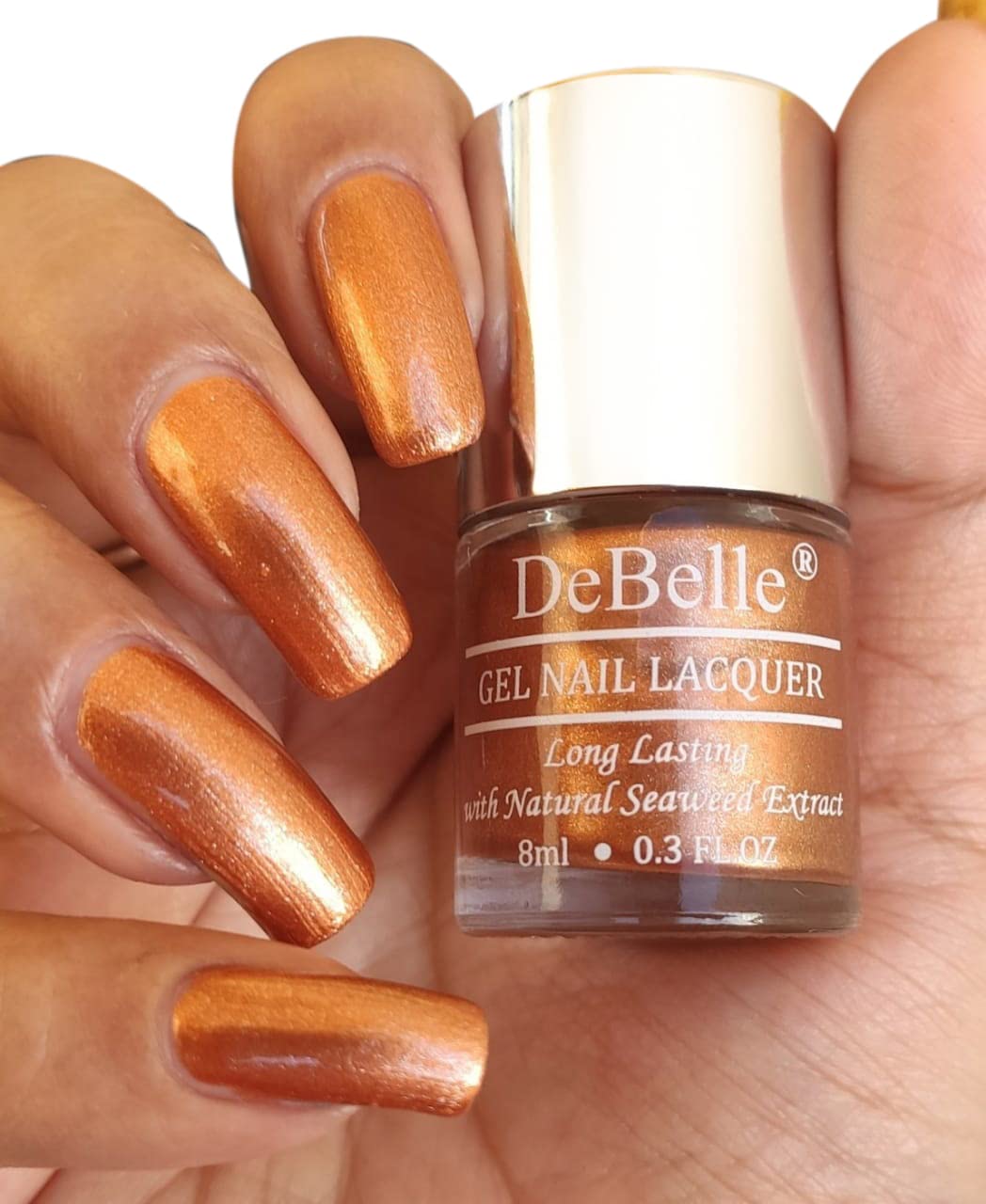 DeBelle Gel Nail Polish Rustique Copper (Rose Gold Copper), 8 ml - Enriched with natural Seaweed Extract, cruelty Free, Toxic Free Glossy Finish